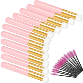 12 Pcs Eyelash Cleaning Brush Lash Extension Cleanser Shampoo Soft Makeup Brushes for Blackhead Remover Tool Nose Washing with a Dozen Mascara Brushes Wands,Pink Pink