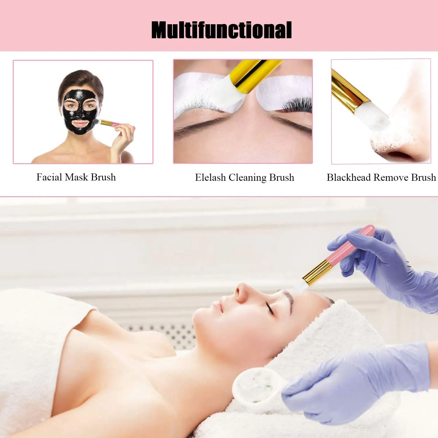 12 Pcs Eyelash Cleaning Brush Lash Extension Cleanser Shampoo Soft Makeup Brushes for Blackhead Remover Tool Nose Washing with a Dozen Mascara Brushes Wands,Pink Pink