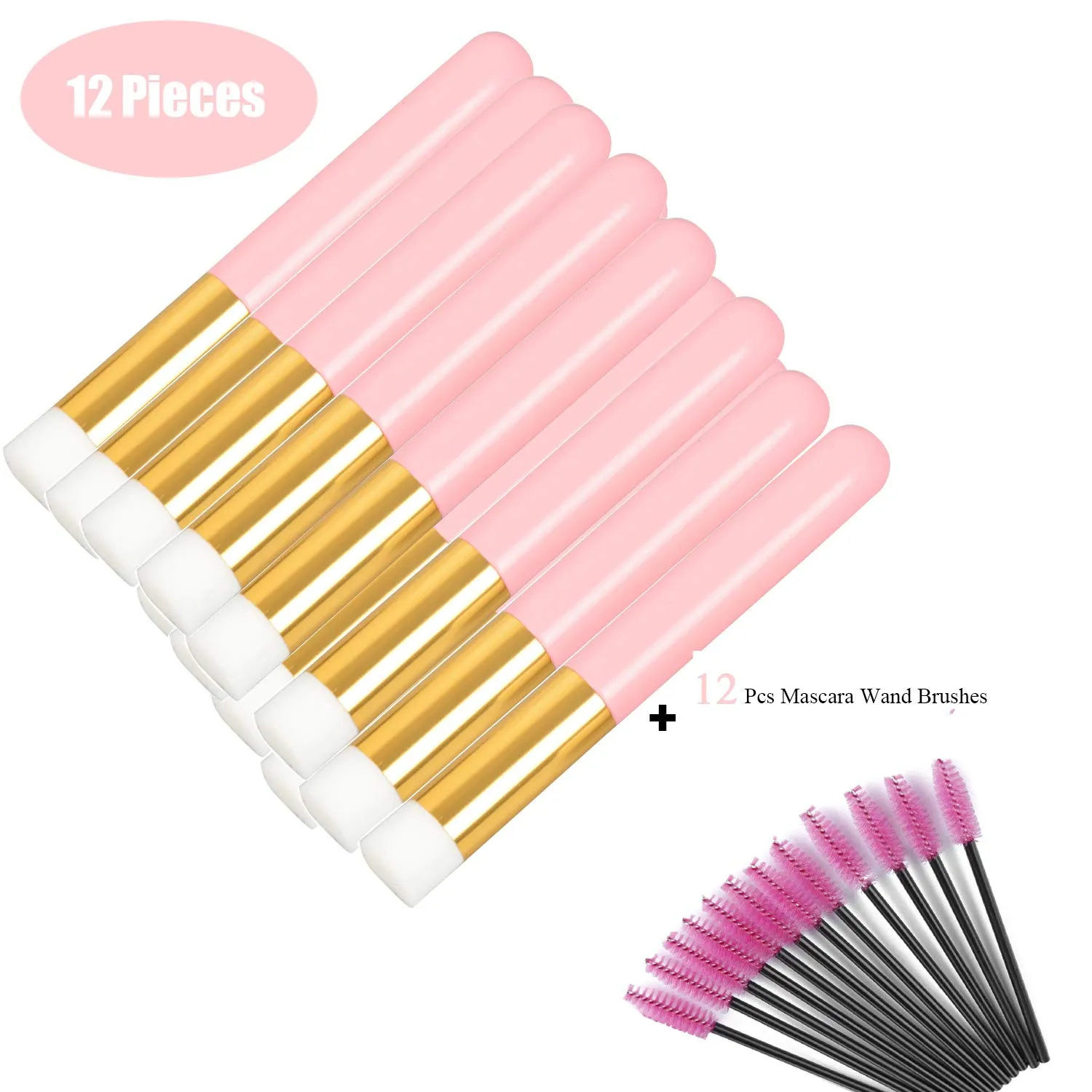 12 Pcs Eyelash Cleaning Brush Lash Extension Cleanser Shampoo Soft Makeup Brushes for Blackhead Remover Tool Nose Washing with a Dozen Mascara Brushes Wands,Pink Pink