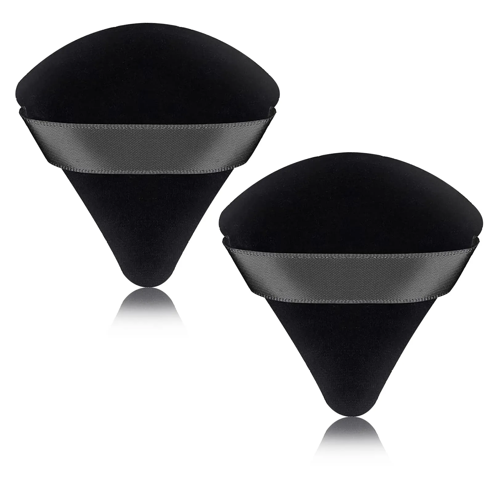 2 Pcs Powder Puff Makeup Triangle Powder Puff Soft Powder Puffs Sponge Reusable Makeup Triangle Sponges with Strap for Loose Powder Body Eyes Cosmetic Foundation Wet Dry Makeup Tool, Black black 1