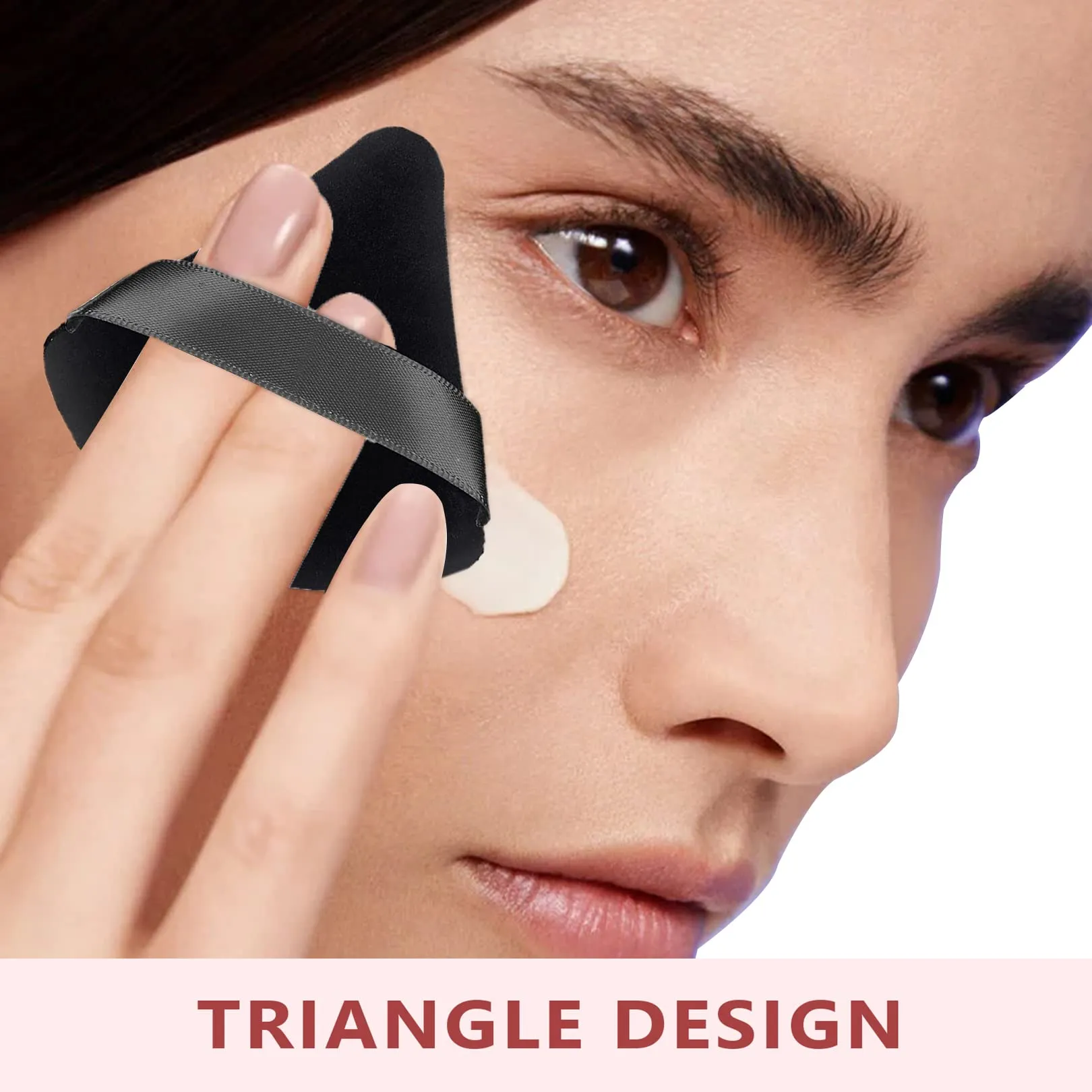 2 Pcs Powder Puff Makeup Triangle Powder Puff Soft Powder Puffs Sponge Reusable Makeup Triangle Sponges with Strap for Loose Powder Body Eyes Cosmetic Foundation Wet Dry Makeup Tool, Black black 1
