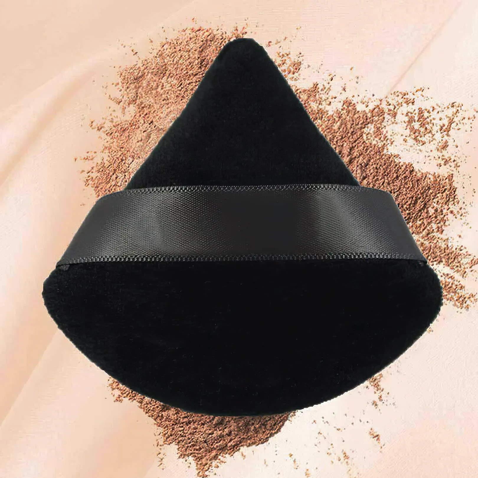 2 Pcs Powder Puff Makeup Triangle Powder Puff Soft Powder Puffs Sponge Reusable Makeup Triangle Sponges with Strap for Loose Powder Body Eyes Cosmetic Foundation Wet Dry Makeup Tool, Black black 1