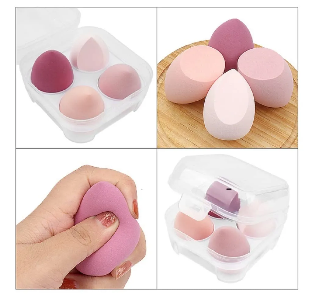 4pcs Blending Soft Face Sponge with Box Foundation Cream Powder Blending Cosmetic Puff Soft Makeup Sponge