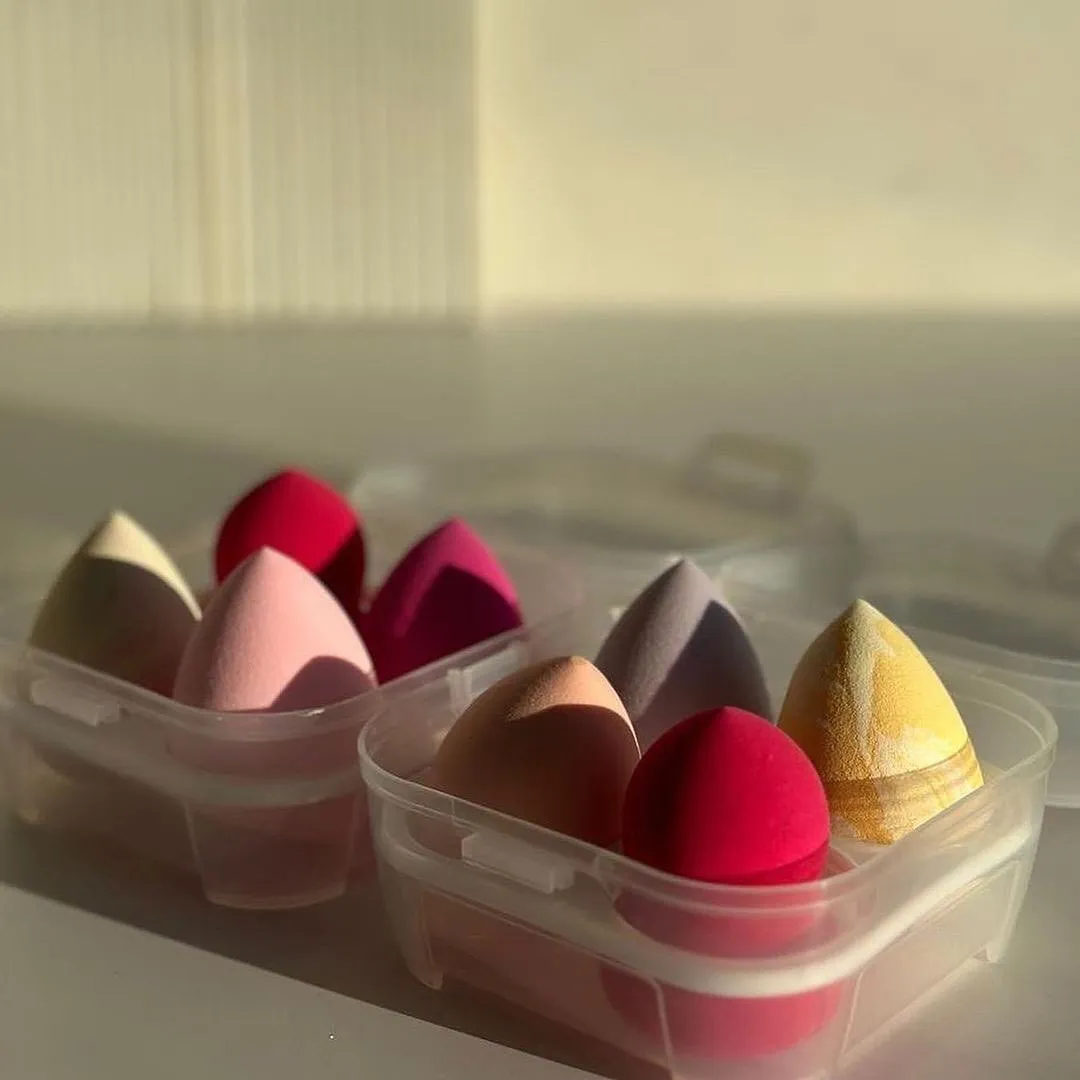 4pcs Blending Soft Face Sponge with Box Foundation Cream Powder Blending Cosmetic Puff Soft Makeup Sponge