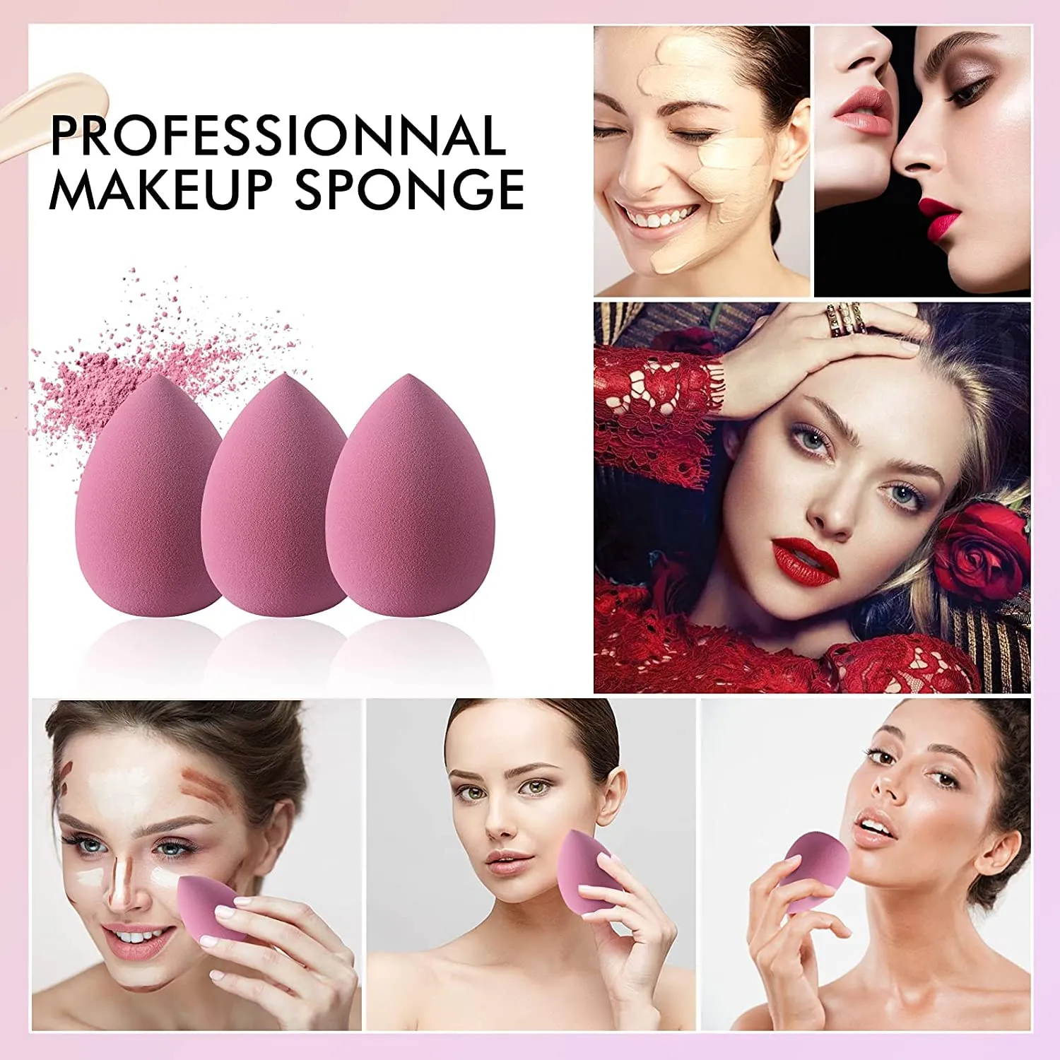4pcs Blending Soft Face Sponge with Box Foundation Cream Powder Blending Cosmetic Puff Soft Makeup Sponge