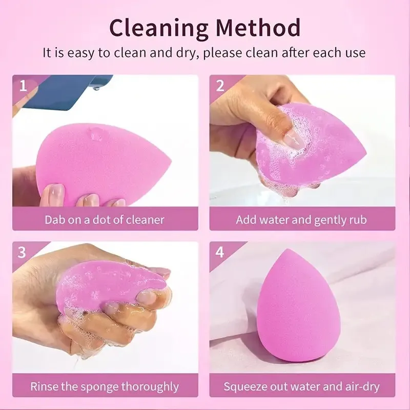 5 Pcs Makeup Sponge Set | Foundation Blending Beauty Sponge | Pink Makeup Sponges