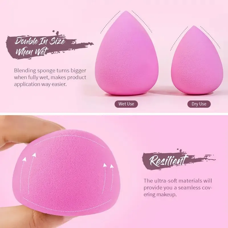 5Pcs Makeup Sponge Set | Foundation Blending Beauty Sponge | Pink Makeup Sponges | Flawless For Liquid Cream And Powder