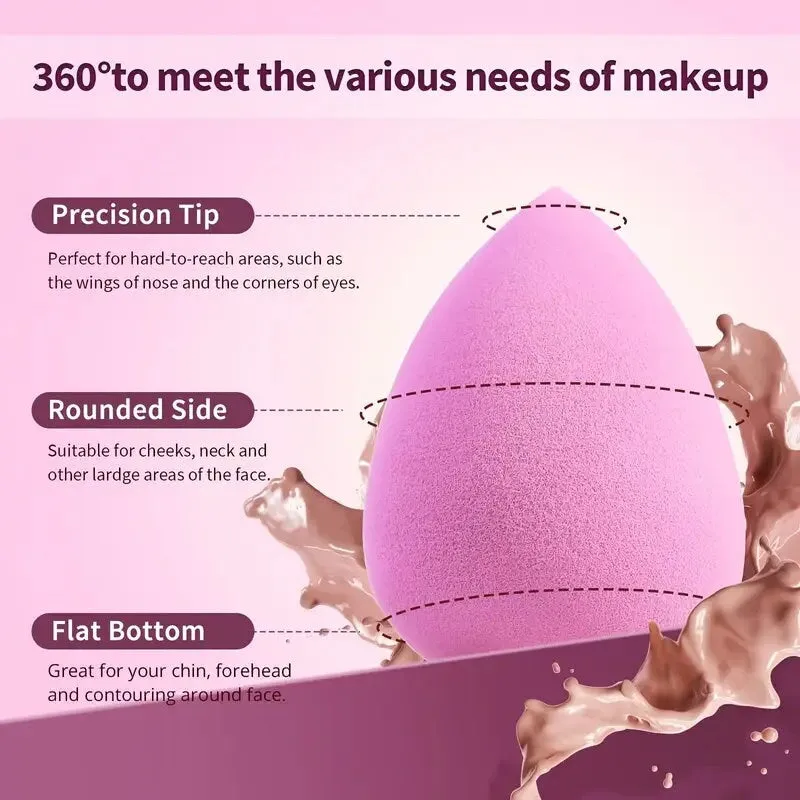 5Pcs Makeup Sponge Set | Foundation Blending Beauty Sponge | Pink Makeup Sponges | Flawless For Liquid Cream And Powder
