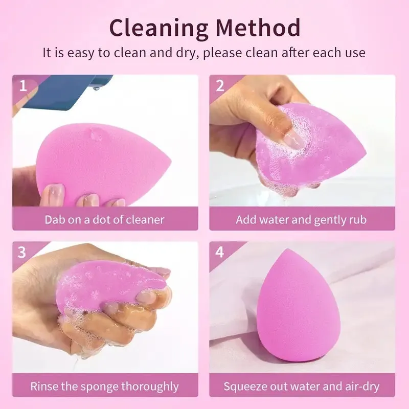5Pcs Makeup Sponge Set | Foundation Blending Beauty Sponge | Pink Makeup Sponges | Flawless For Liquid Cream And Powder