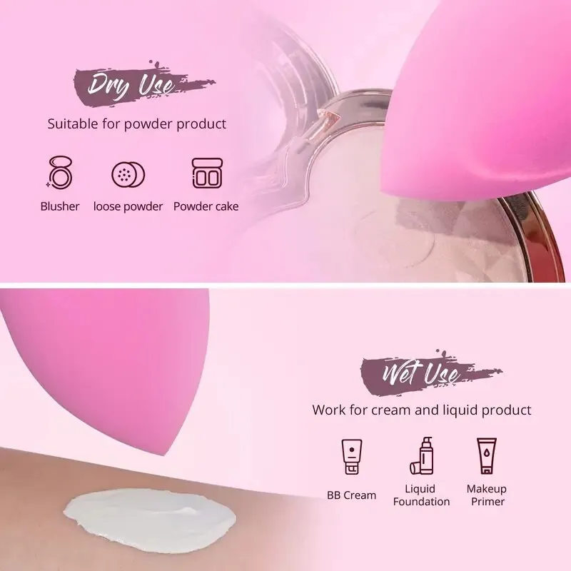 5Pcs Makeup Sponge Set | Foundation Blending Beauty Sponge | Pink Makeup Sponges | Flawless For Liquid Cream And Powder