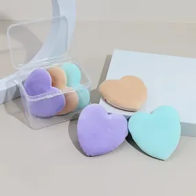 6 Pcs Heart-shaped Powder Puff Soft Makeup Sponges With Strip For Women Girls | Blue Purple Skin Color