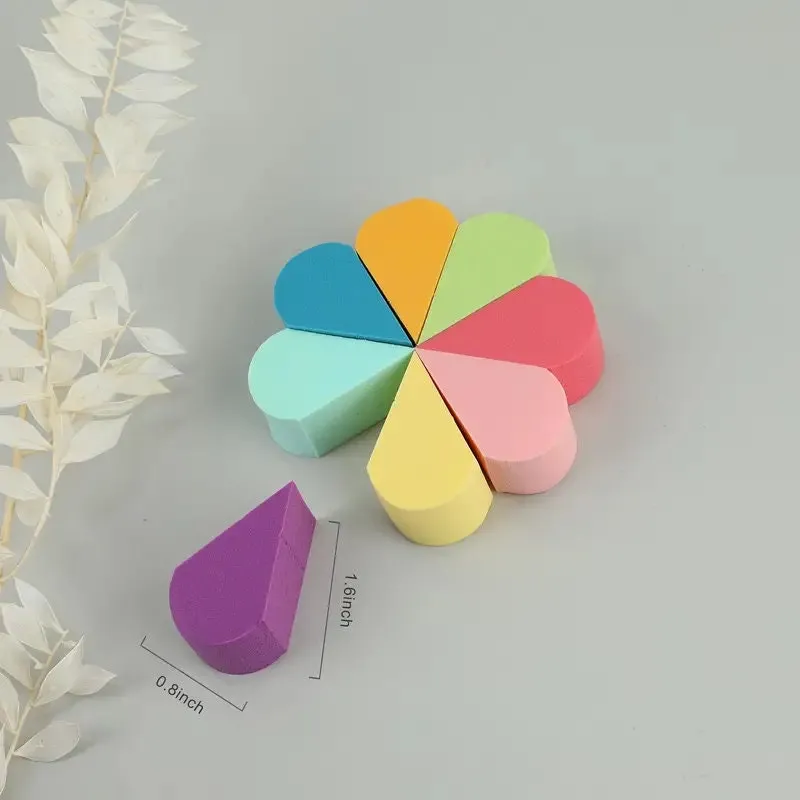8pcs Flower-shaped Mini Topical Powder Puff Face For Loose Powder | Wedge Shape Velour Cosmetic Sponge