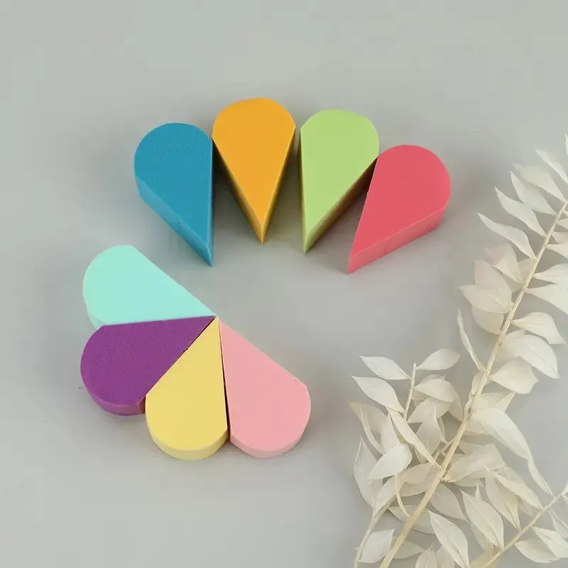 8pcs Flower-shaped Mini Topical Powder Puff Face For Loose Powder | Wedge Shape Velour Cosmetic Sponge