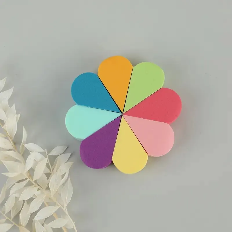 8pcs Flower-shaped Mini Topical Powder Puff Face For Loose Powder | Wedge Shape Velour Cosmetic Sponge