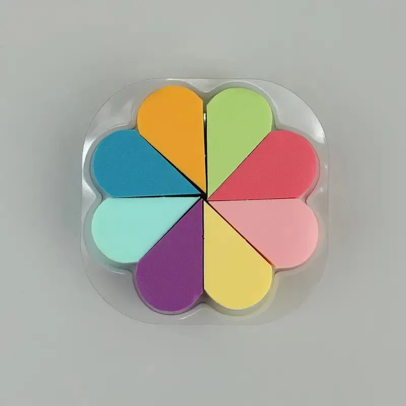 8pcs Flower-shaped Mini Topical Powder Puff Face For Loose Powder | Wedge Shape Velour Cosmetic Sponge