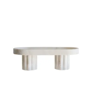 Black Blaze Oval Column Tray - Oval / Travertine