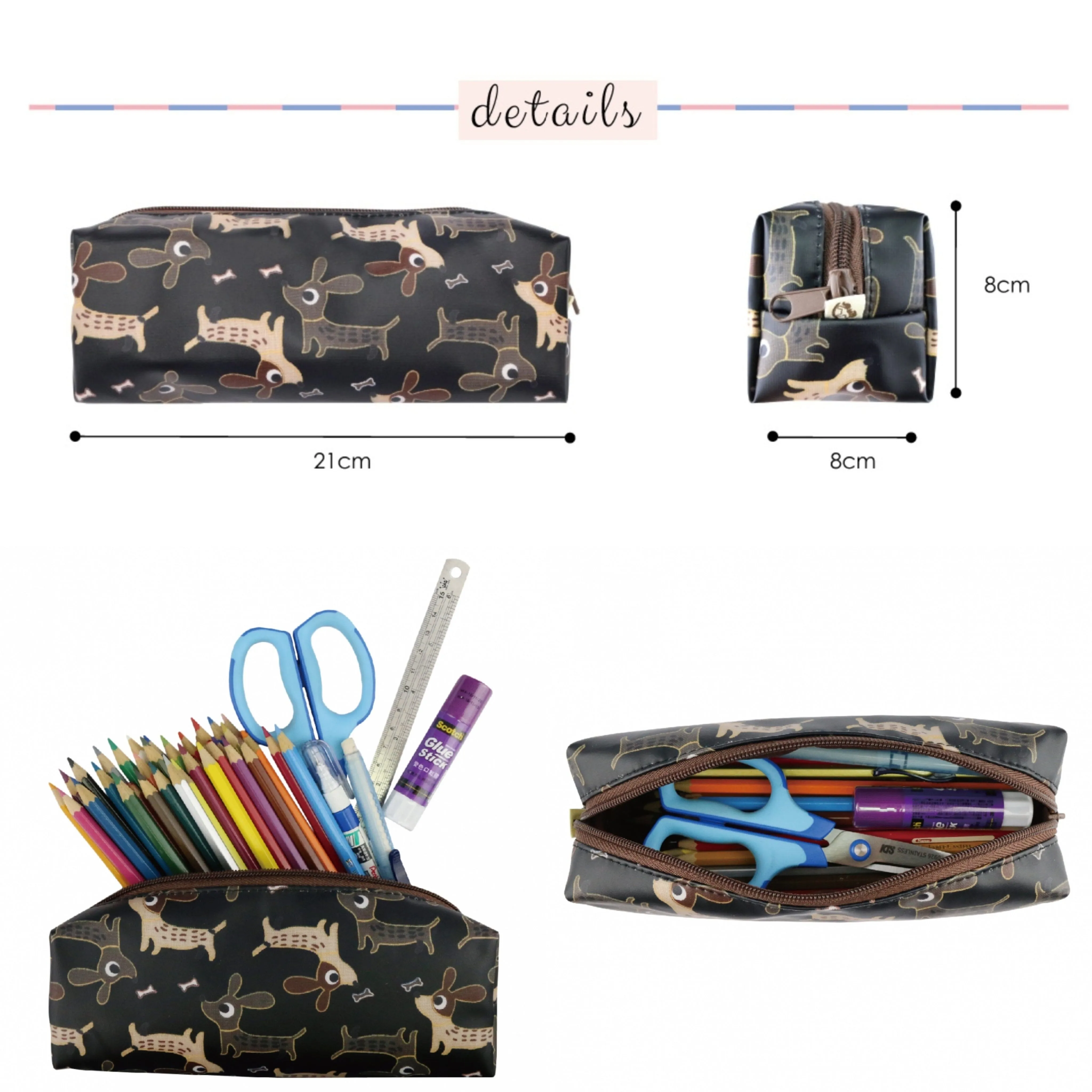 Blue Corgis & Coffee Large Pencil Case