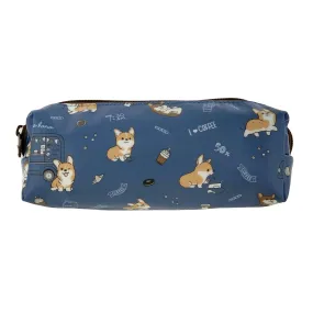 Blue Corgis & Coffee Large Pencil Case