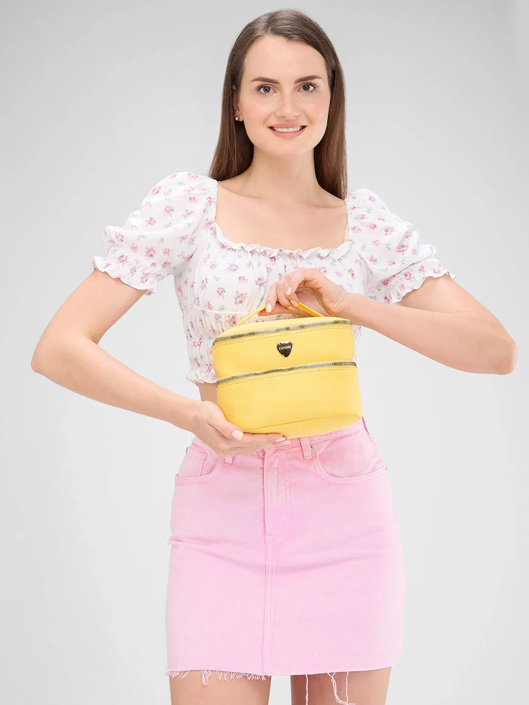 Caprese Keats Vanity Large Yellow Handheld Bag
