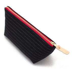 Charcoal Stripe Cashmere Travel Clutch