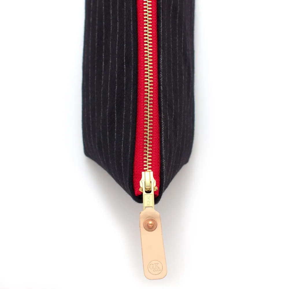 Charcoal Stripe Cashmere Travel Clutch