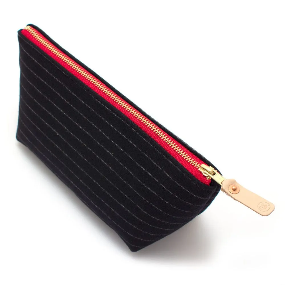 Charcoal Stripe Cashmere Travel Clutch