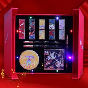 Chinese Style Music Colorful Lanterns Gift Box Carved Lipstick Set