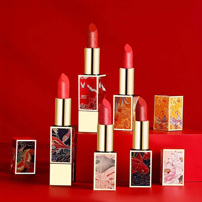 Chinese Style Music Colorful Lanterns Gift Box Carved Lipstick Set