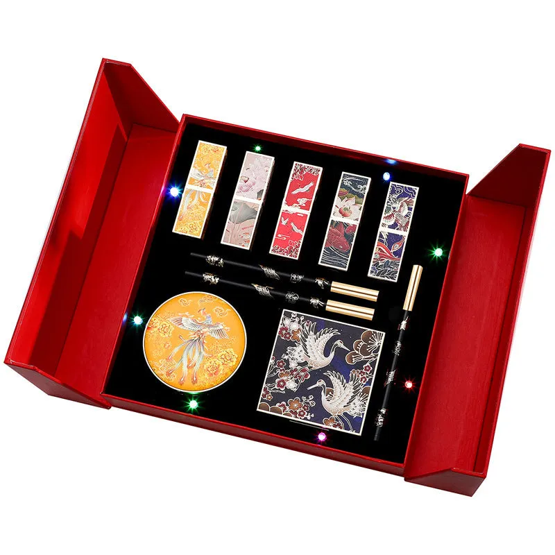 Chinese Style Music Colorful Lanterns Gift Box Carved Lipstick Set