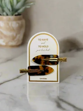 Dark Tortoise Speckled Creaseless Makeup Clips 2 Piece