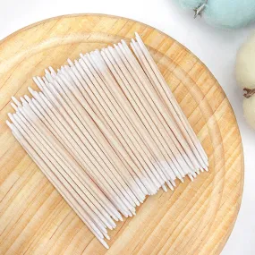 Disposable Small Double-end Wood Cotton Swab 100pcs Lint Free Micro Brushes Eyelash Extension Glue Removing Tools