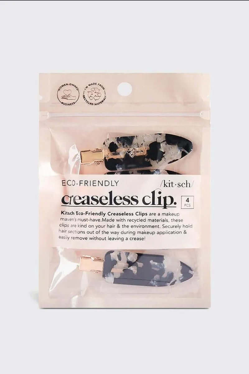 Eco-Friendly Creaseless Clips 4pc Set - Black Terrazzo
