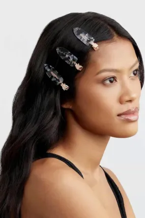Eco-Friendly Creaseless Clips 4pc Set - Black Terrazzo