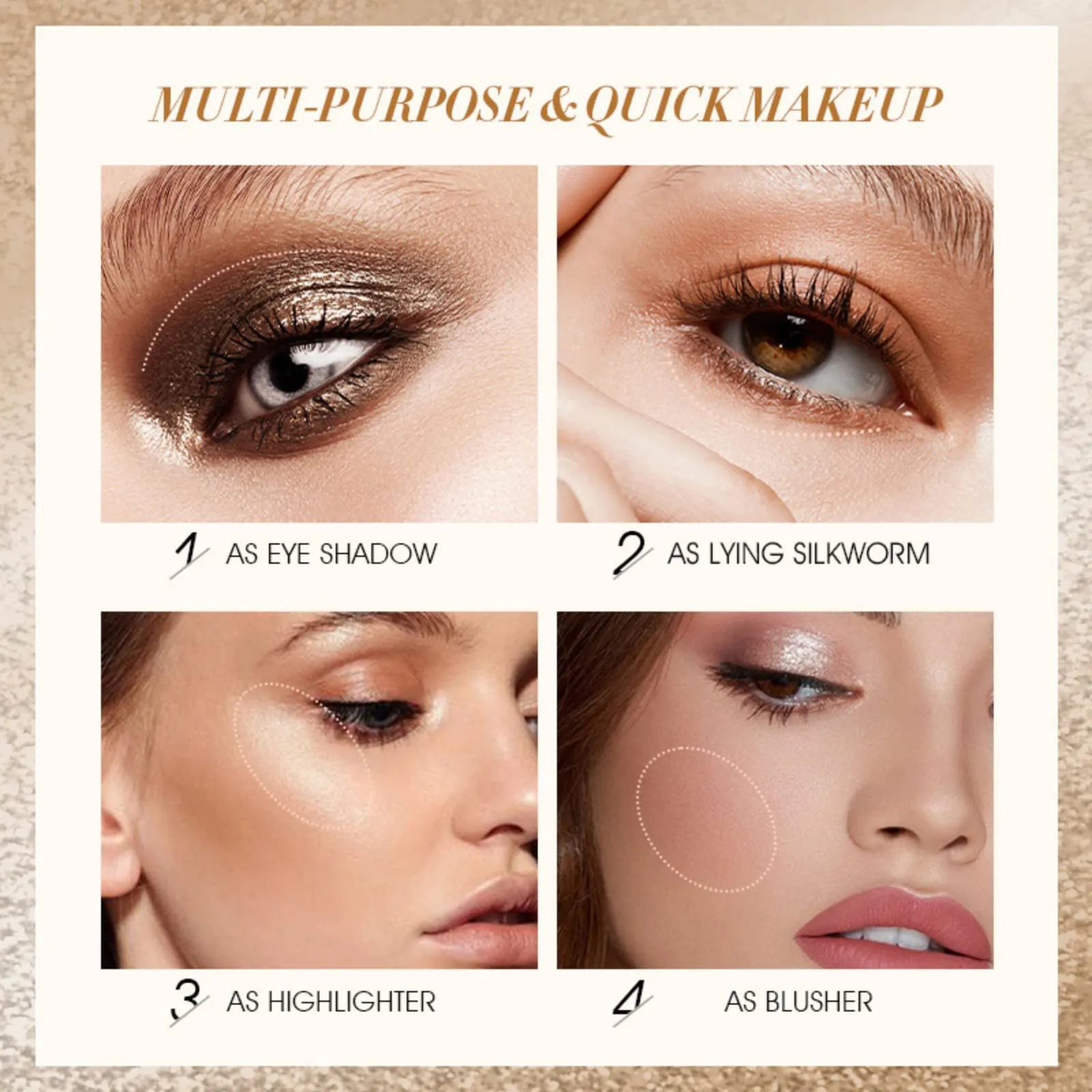 Ehinew Eyeshadow Stick - Neutral and Brown Metallic Eye Shadow Stick Makeup - Champagne Matte & Glitter Eyeshadow - Creamy & Waterproof Eyeshadow Brightener Pencil (6# Peachy)