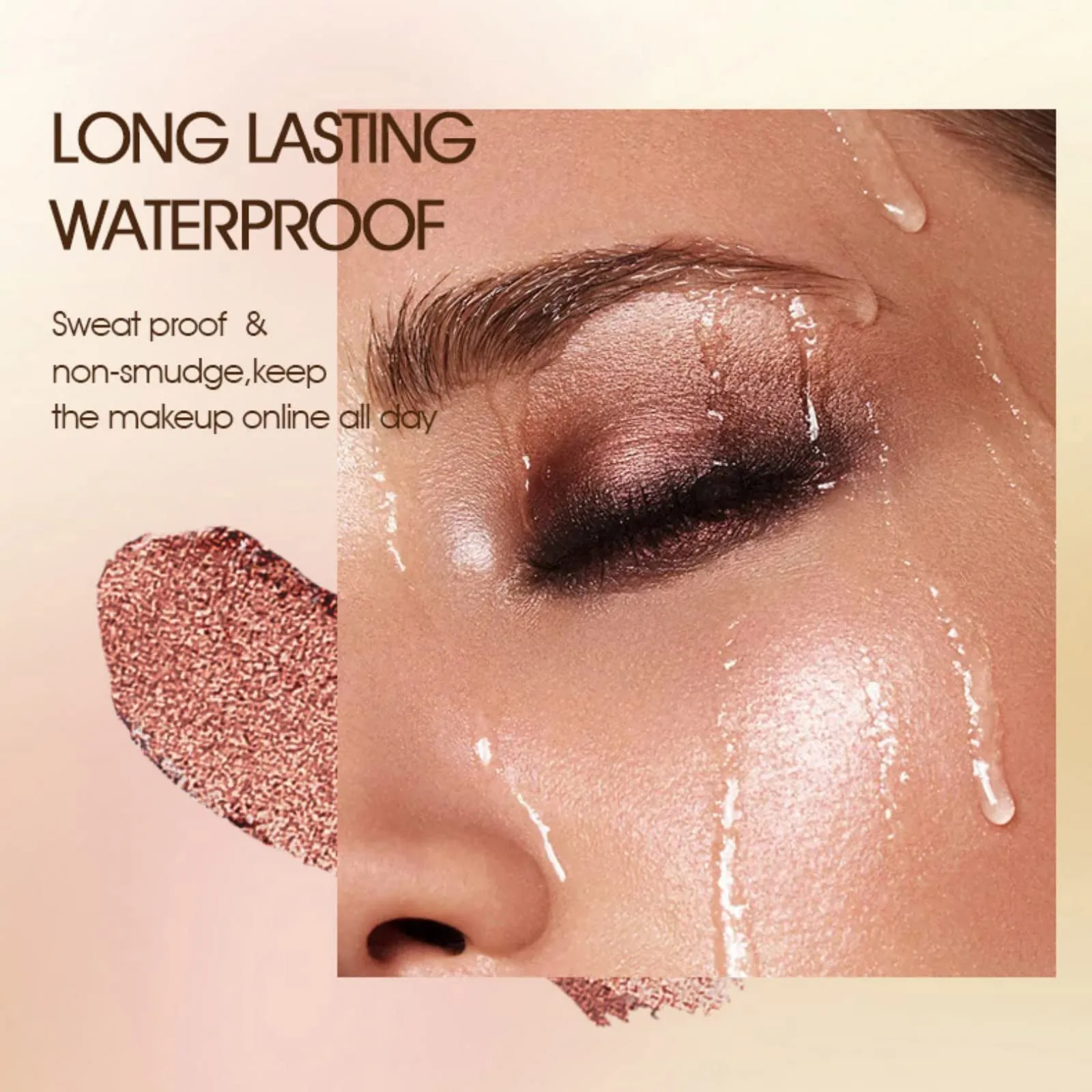 Ehinew Eyeshadow Stick - Neutral and Brown Metallic Eye Shadow Stick Makeup - Champagne Matte & Glitter Eyeshadow - Creamy & Waterproof Eyeshadow Brightener Pencil (6# Peachy)