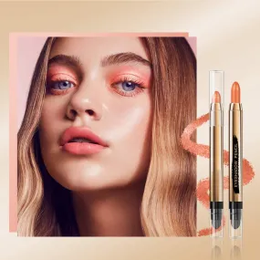 Ehinew Eyeshadow Stick - Neutral and Brown Metallic Eye Shadow Stick Makeup - Champagne Matte & Glitter Eyeshadow - Creamy & Waterproof Eyeshadow Brightener Pencil (6# Peachy)