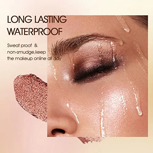 Ehinew Eyeshadow Stick - Neutral and Brown Metallic Eye Shadow Stick Makeup - Champagne Matte & Glitter Eyeshadow - Creamy & Waterproof Eyeshadow Brightener Pencil (8# Golden)