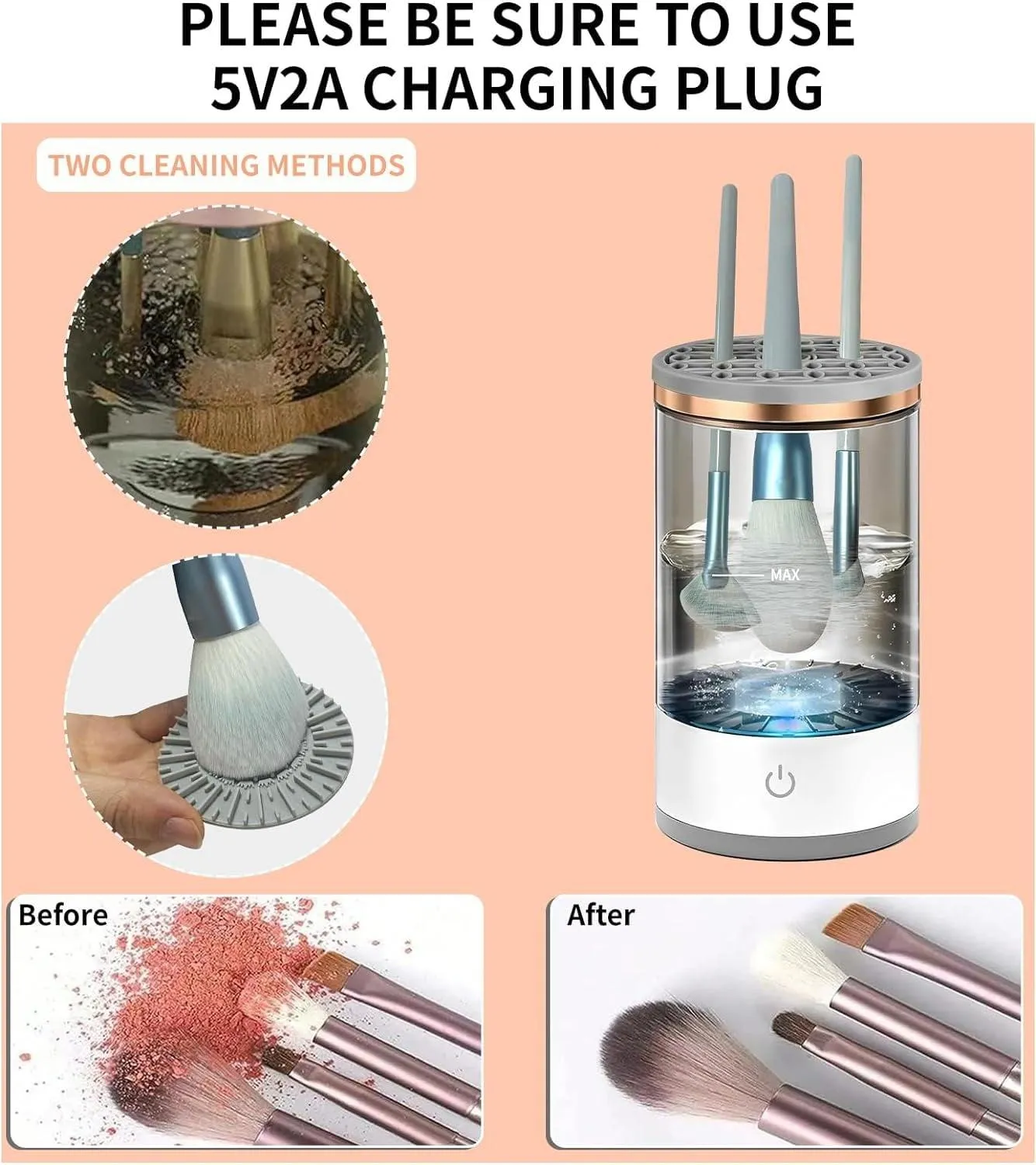 Electric Makeup Brushes Cleaner,Portable USB Reusable Cosmetic Brush Cleaner Machine,Make Up Brush Cleaning Tool to Wash Dry All Size Makeup Brush,Great Gift for Women, Girlfriend,Valentine's Day