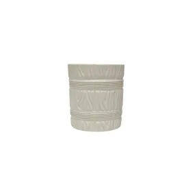 Faux Bois Brush Pot in Matte White