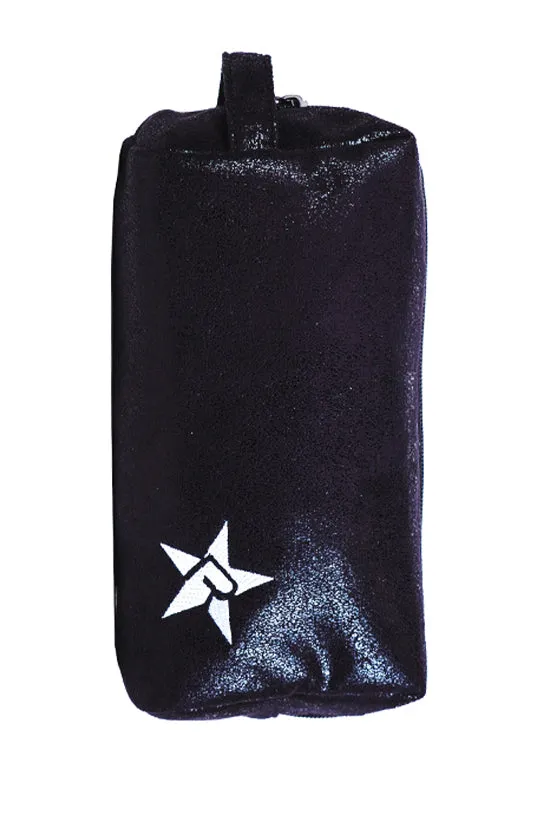 Faux Suede in Black Rebel Makeup Bag with Black Zipper