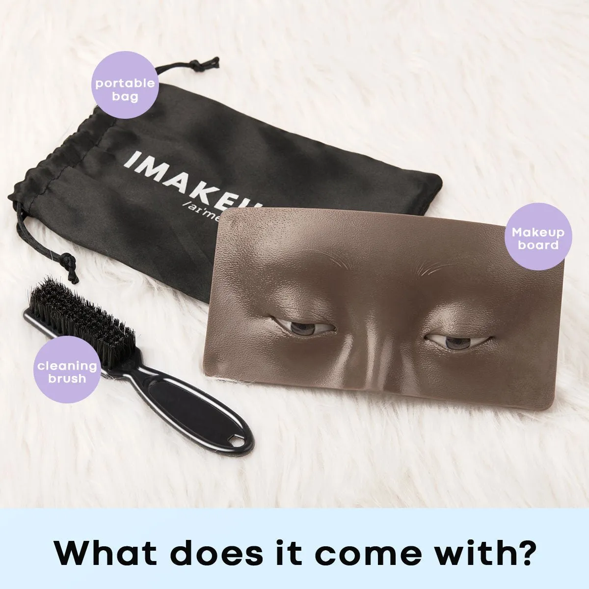 Imakeupnow - Makeup Practice Face Board #6 Dark Brown 3 - Brown Eyes