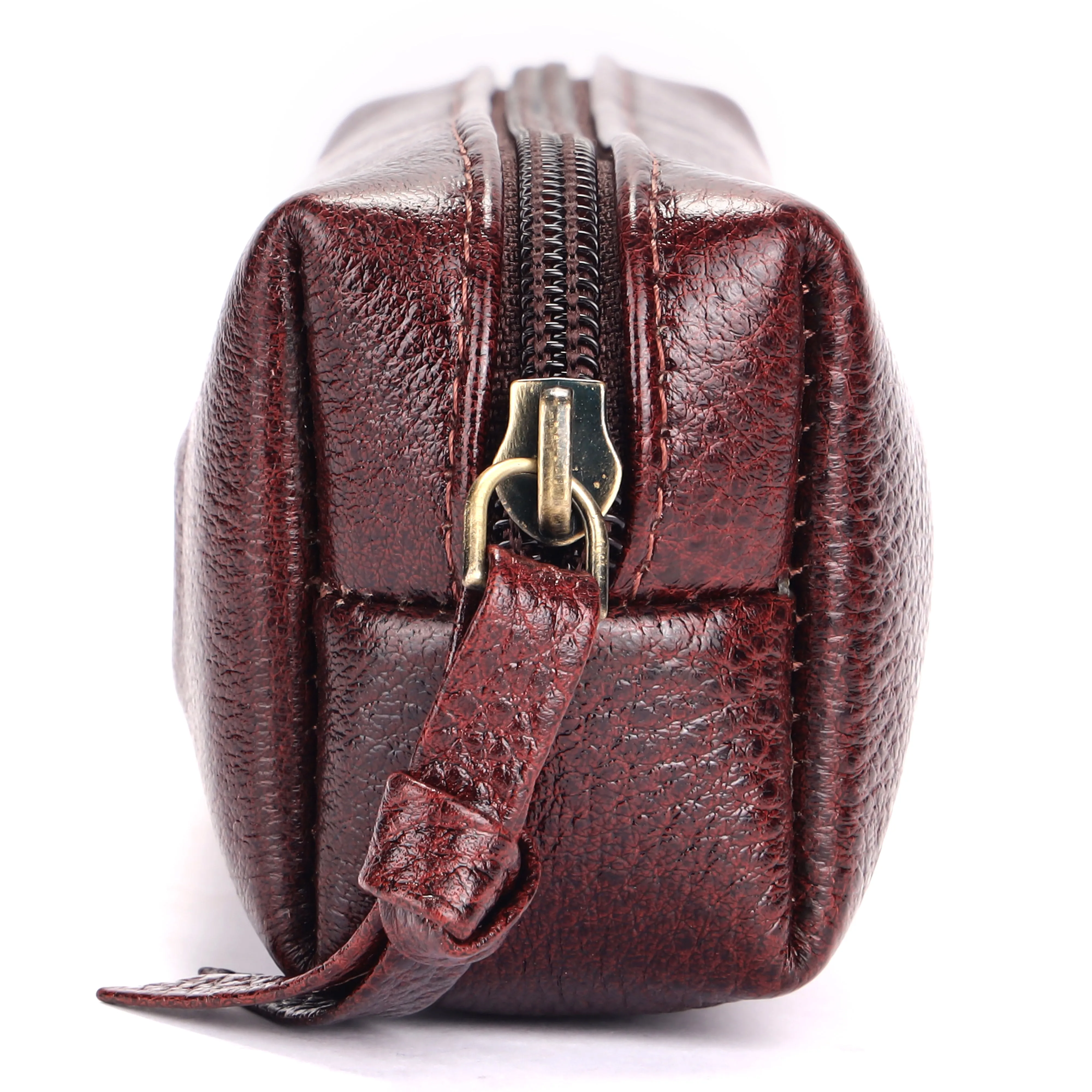 Leather Utility Pouch - Multi-Use Pencil Case, Cosmetic, Stationery, Coin, and Makeup Brush Pouch for Women & Men