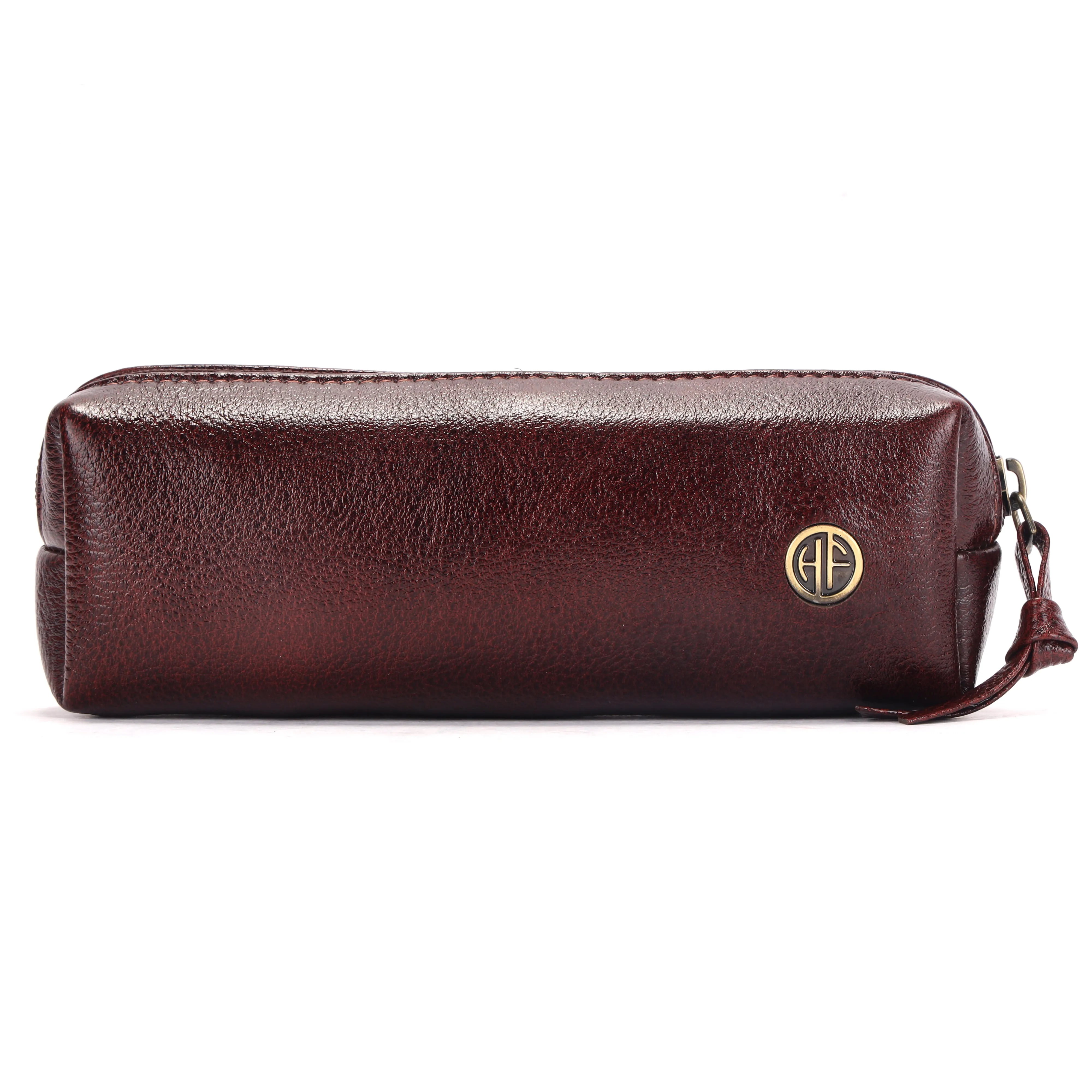 Leather Utility Pouch - Multi-Use Pencil Case, Cosmetic, Stationery, Coin, and Makeup Brush Pouch for Women & Men