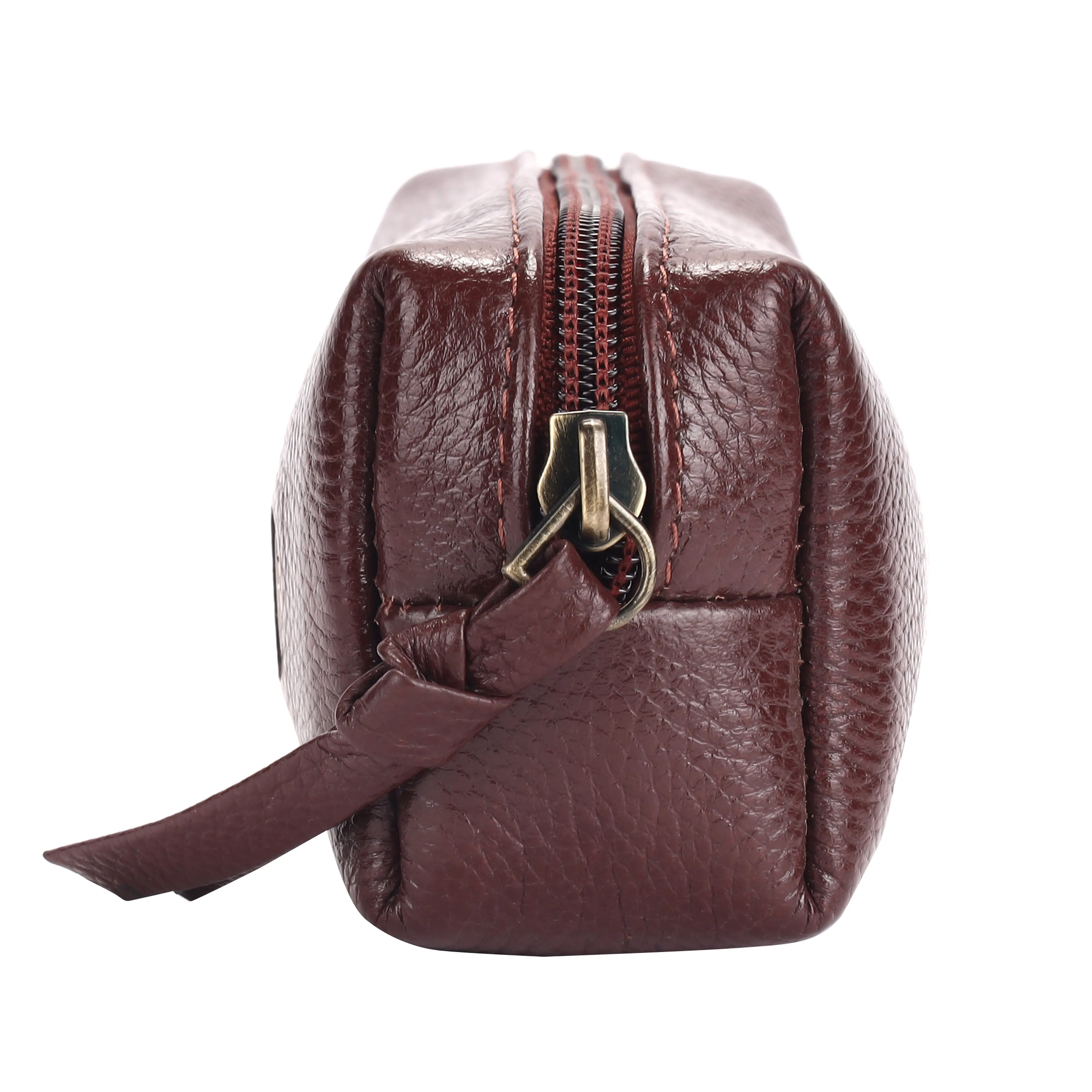 Leather Utility Pouch - Multi-Use Pencil Case, Cosmetic, Stationery, Coin, and Makeup Brush Pouch for Women & Men