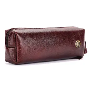 Leather Utility Pouch - Multi-Use Pencil Case, Cosmetic, Stationery, Coin, and Makeup Brush Pouch for Women & Men