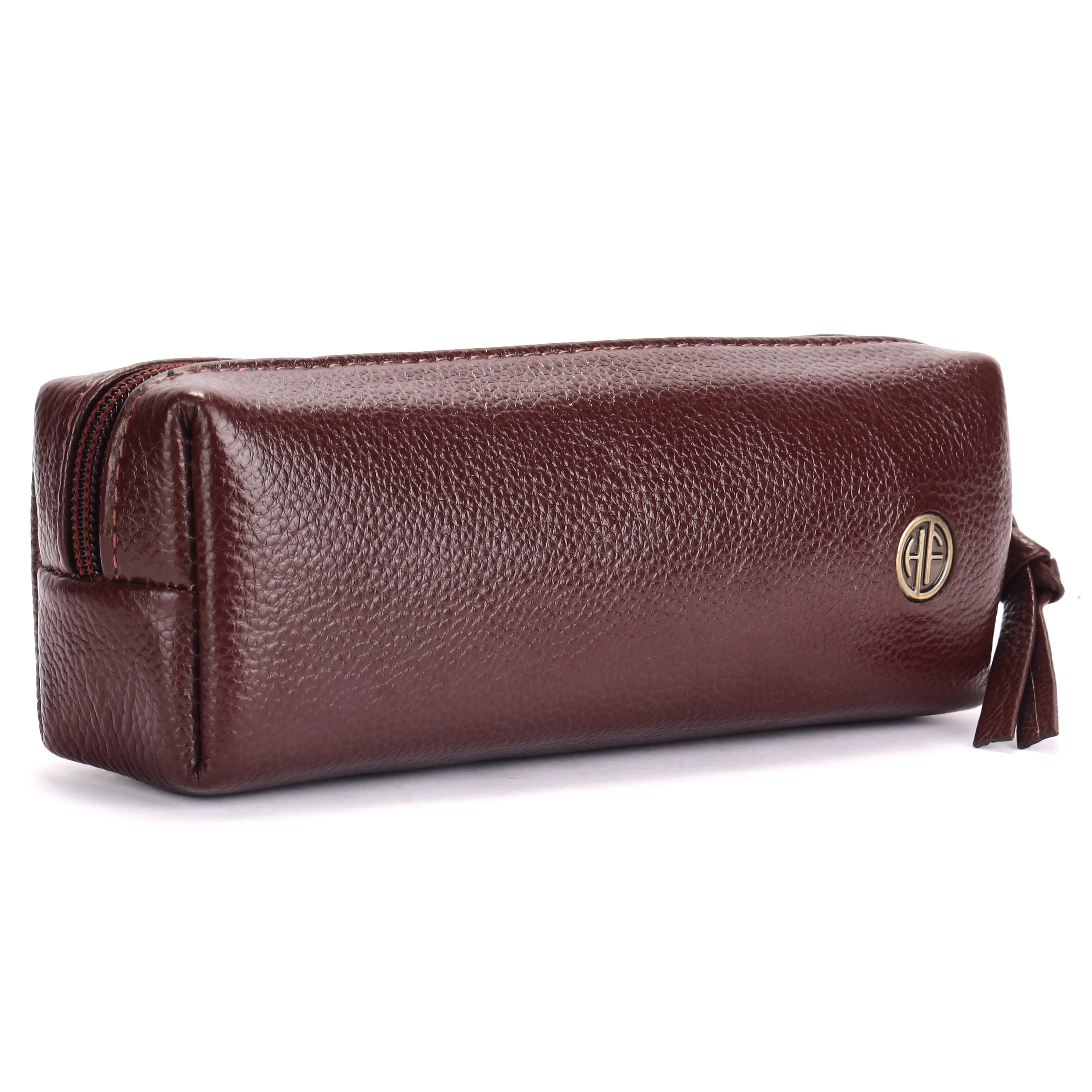 Leather Utility Pouch - Multi-Use Pencil Case, Cosmetic, Stationery, Coin, and Makeup Brush Pouch for Women & Men