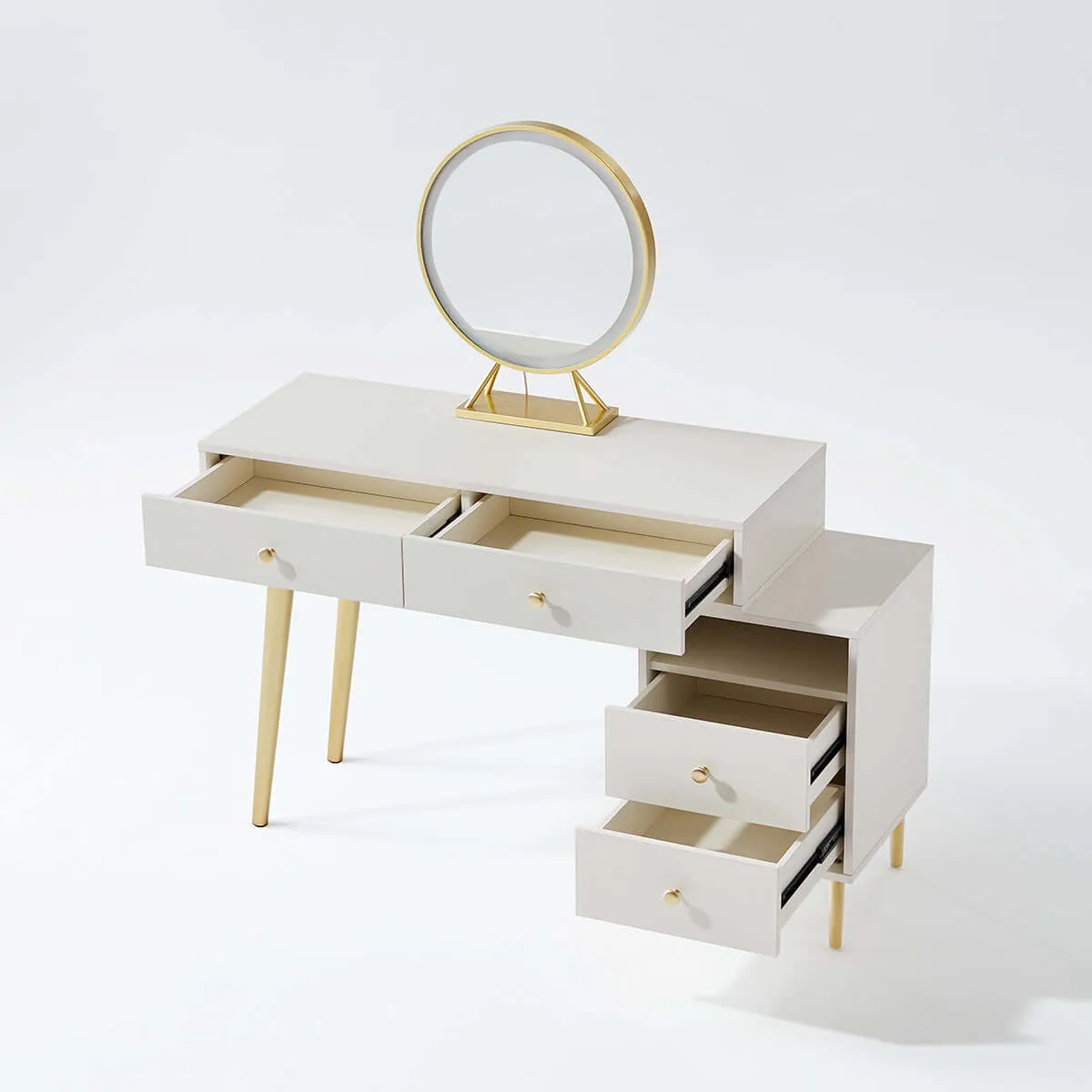 Luxury Dressing Table with Ivory Stool Set