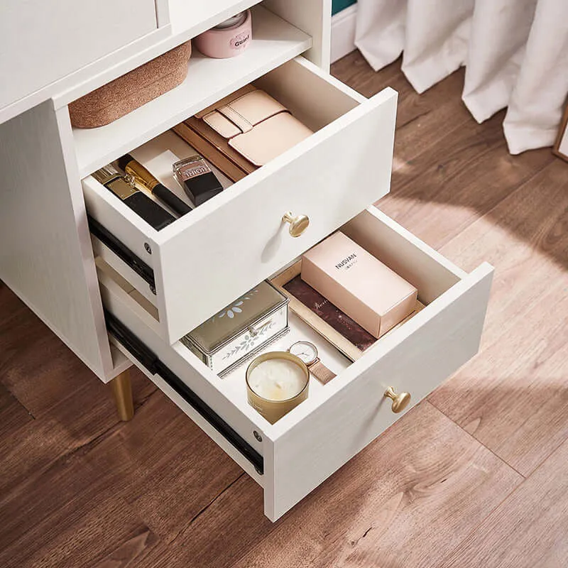 Luxury Dressing Table with Ivory Stool Set