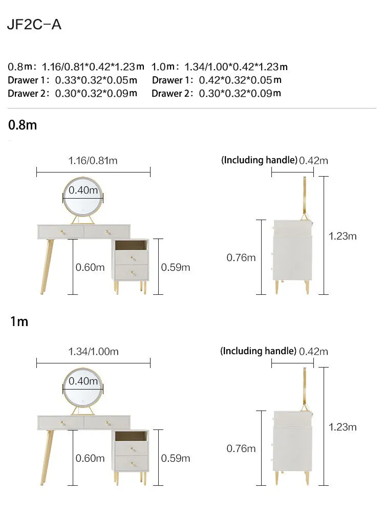 Luxury Dressing Table with Ivory Stool Set