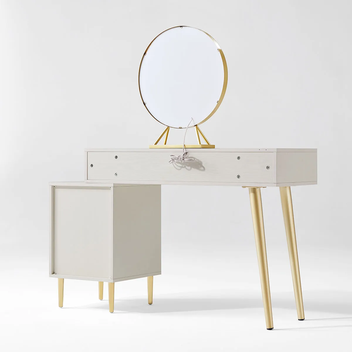 Luxury Dressing Table with Ivory Stool Set